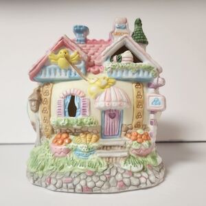 Charming Pastel Ceramic House Figurine